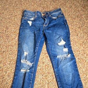 Distressed Blue Jeans